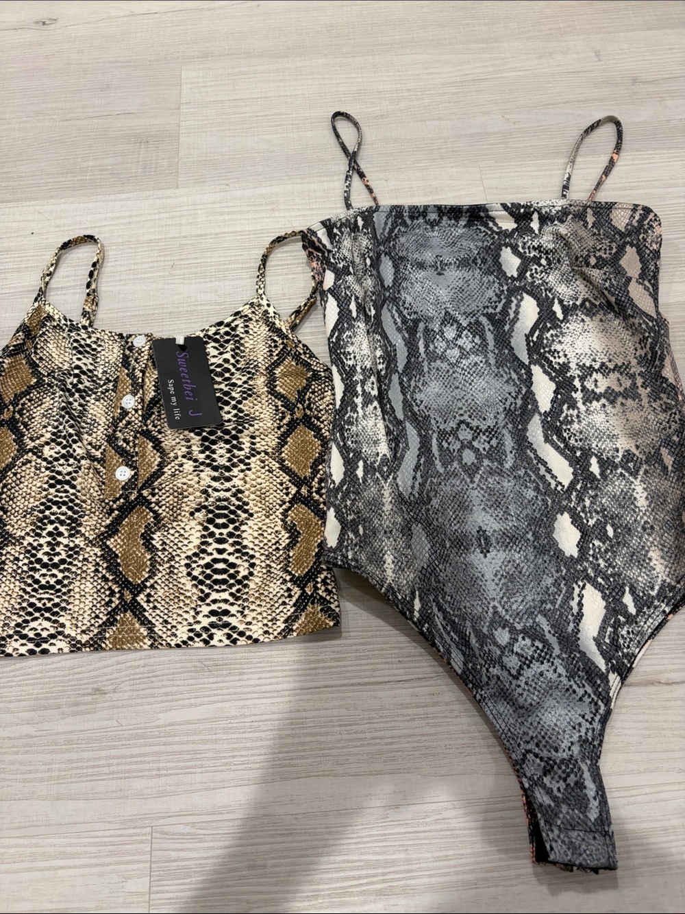 Snake Print Cami Tops - 2 pairs